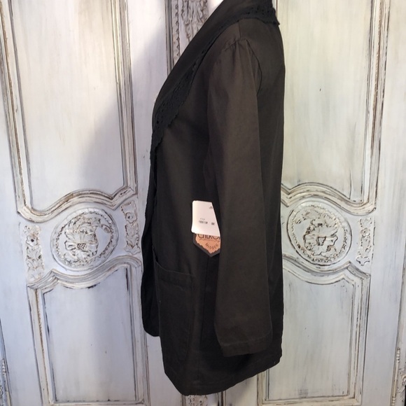 Cherokee an American Original Brown Denim Shawl Collar Boho Jacket S/S - Picture 8 of 12